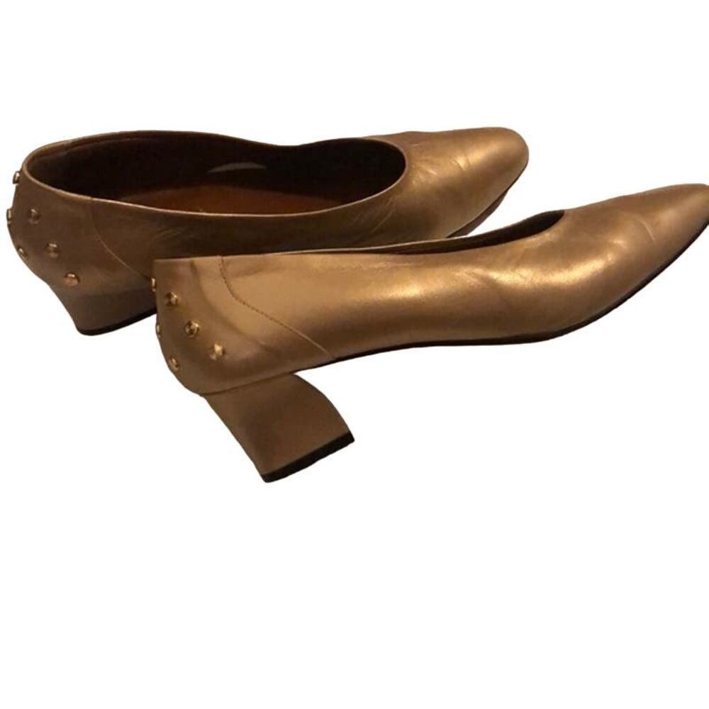 Ferrara Vintage Women's Gold Studded Leather Pumps Sz 9
